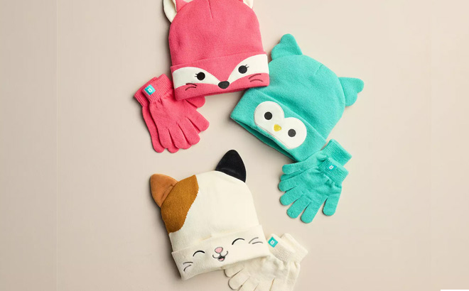 Three Squishmallows Hat Glove Sets