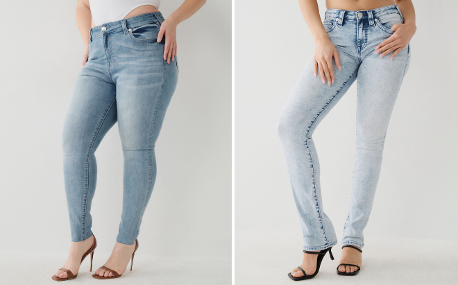 True Religion Jennie Mid Rise Curvy Skinny Jeans and Billie Straight Jeans