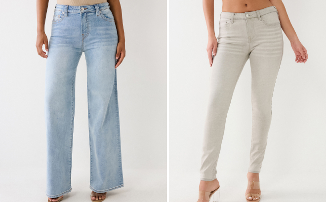 True Religion Leila High Rise Wide Leg Jeans and Jennie Mid Rise Super Skinny Jeans