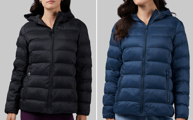 Two 32 Degrees Womens Hooded Jackets in Black and Blue