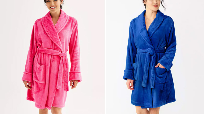 Two Different Colors of Sonoma Goods For Life Womens Short Plush Robe