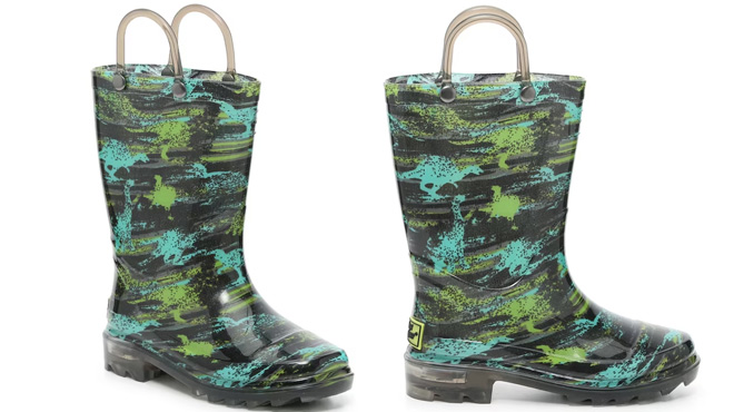 Western Chief Kids Dino Light-Up Rain Boots