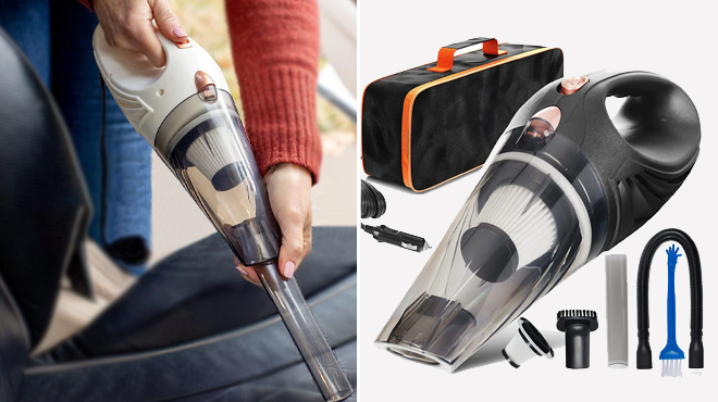 Woman Holding the Portable Handheld Car Vacuum Cleaner