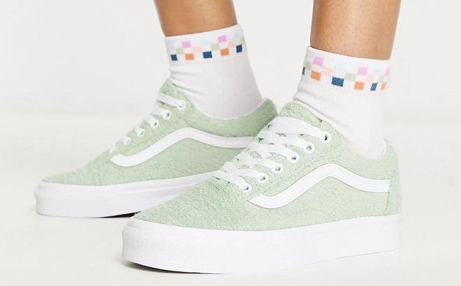 Woman Wearing VANS Old Skool Terrycloth Sneakers