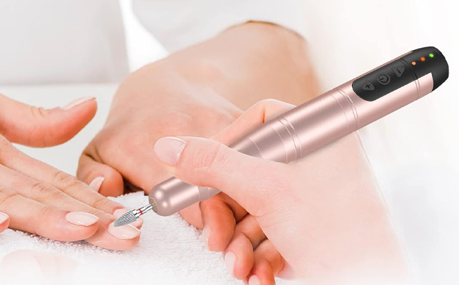 Woman using the Electric Cordless Nail Drill