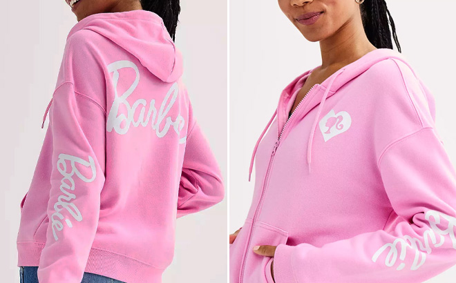 Women Wearing Barbie Hoodie 1