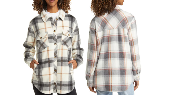 Womens Plaid Polar Fleece Shackets