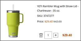 YETI 35 oz Rambler Mug with Straw Lid Cart Screenshot