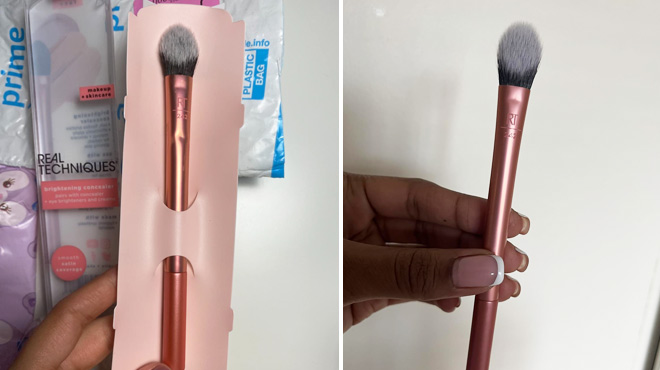 a Hand Holding Real Techniques Brightening Concealer Makeup Brush