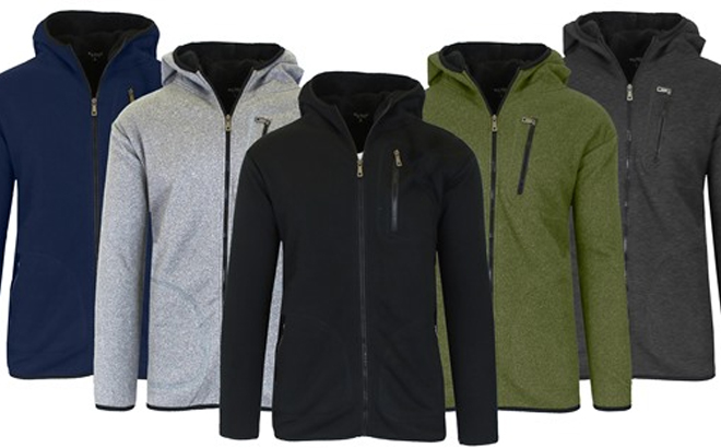 2 Pack Assorted Mens Tech Sherpa Fleece Lined Zip Hoodies in Many Colors