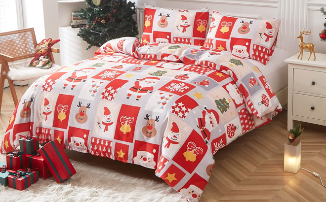 3 Piece King Duvet Cover Set red