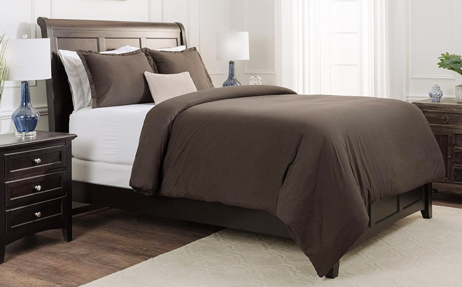 3-Piece Queen Size Premium Solid Duvet Cover Set  