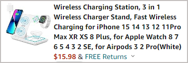 3 in 1 Wireless Charger Stand checkout screenshot