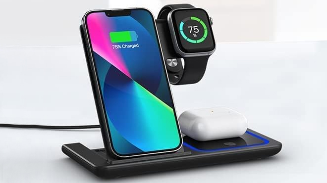 3 in 1 Wireless Charger Stand in black