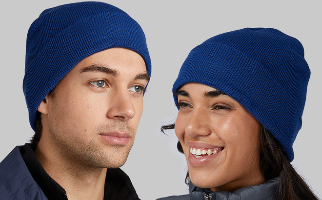 32 Degrees Unisex Rib Knit Beanie in the Color Blue