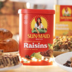 A Canister of Sun Maid California Sun Dried Raisins on a TTable