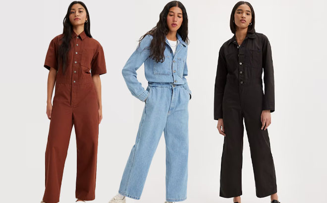 A Female Models Wearing Levis Womens Jumpsuits