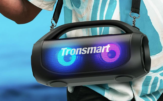 A Person Carrying a Tronsmart Bang Portable Bluetooth Speaker