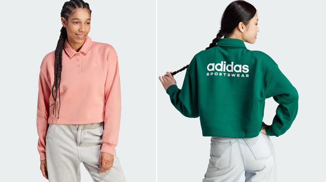 Adidas Fleece Graphic Polo Sweatshirt