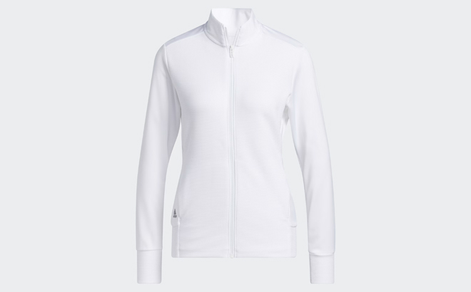 Adidas Womens Textures Full Zip Jacket White Color