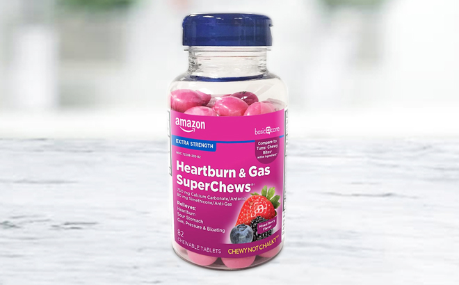 Amazon Basic Care 80 Count Heartburn Gas SuperChews