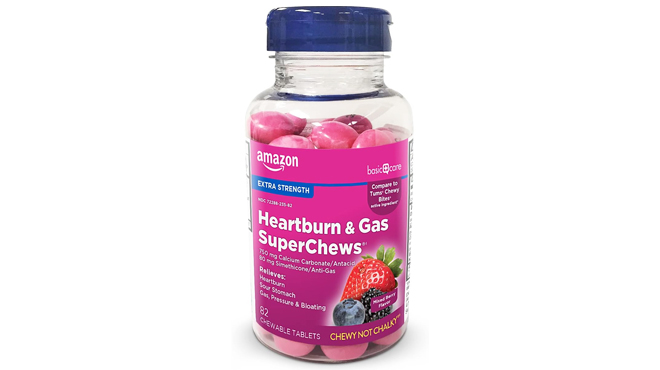 Amazon Basic Care Heartburn Gas SuperChews 80 Count Tablets