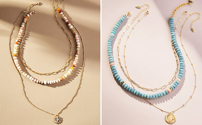 Anthropologie Shades of Sea Triple Layer Necklace