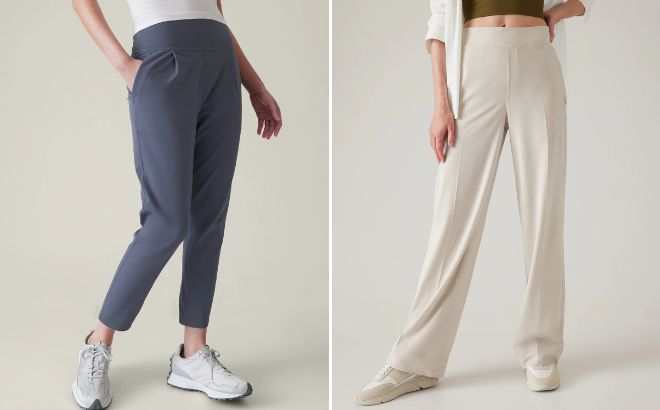 Athleta Elation Pants and Brooklyn Heights High Rise Wide Trousers