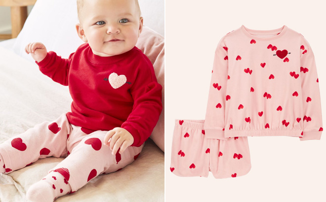 Baby 2-Piece Heart Sweatshirt & Pant Set 