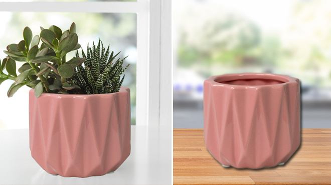 Better Homes Gardens Pottery Round Ceramic Planter in Pink