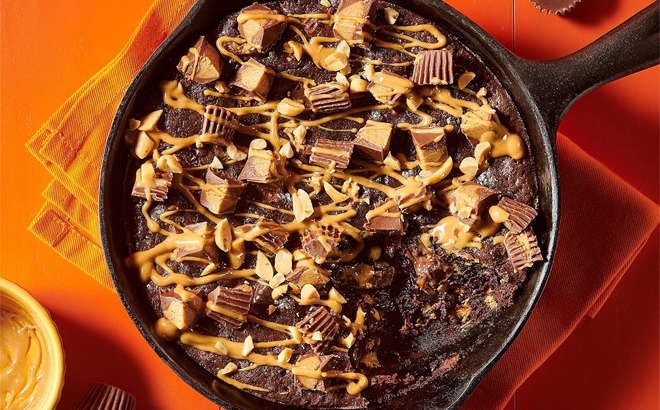 Betty Crocker REESES Peanut Butter Premium Brownie Mix Baked in a Skillet