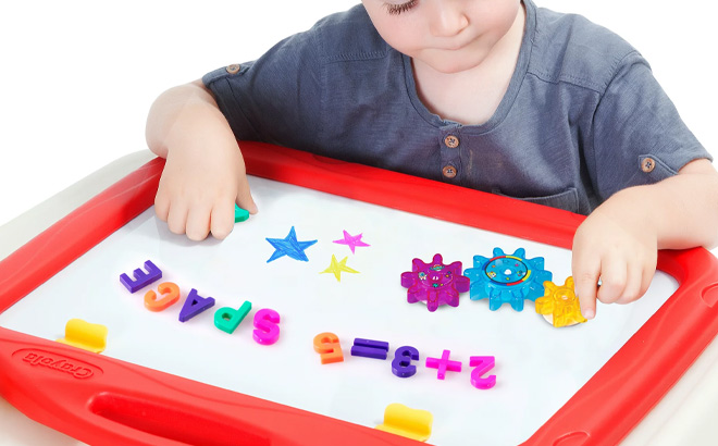 Boy With Crayola Creative Fun 2 Sided Board Easel