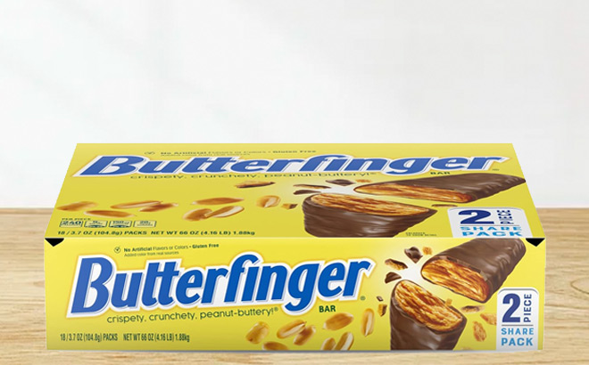 Butterfinger Candy Bars 18 Pack on a Table