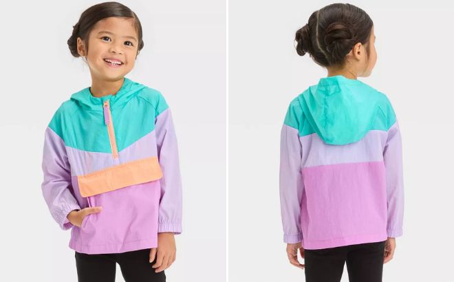 Cat Jack Toddler Girls Unlined Colorblock Anorak Jacket