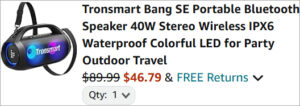 Checkout page of Tronsmart Portable Bluetooth Speaker