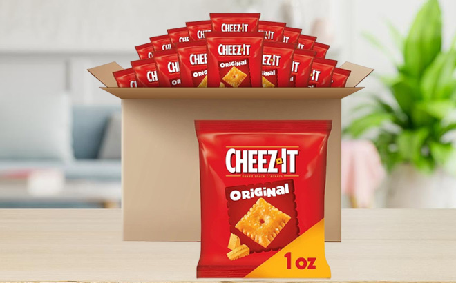 Cheez It Cheese Crackers 40 Pack on a Table