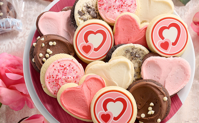 Cheryls 24 Piece Valentine Frosted Cookies Plate