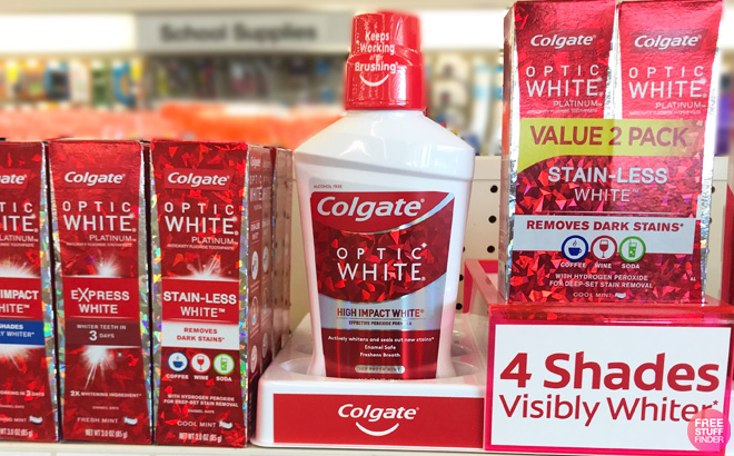 Colgate Optic White Whitening Mouthwash 32 oz on a Shelf