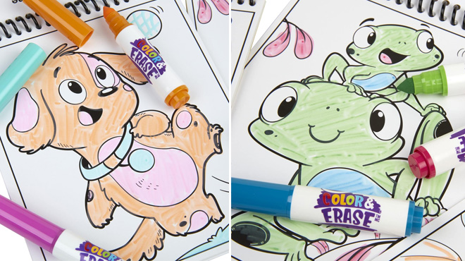 Colored Pages of Crayola Color Erase Coloring Book Set