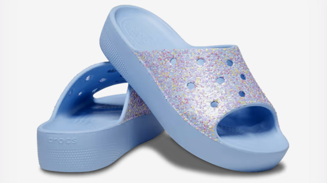 Crocs Classic Platform Glitter Slides