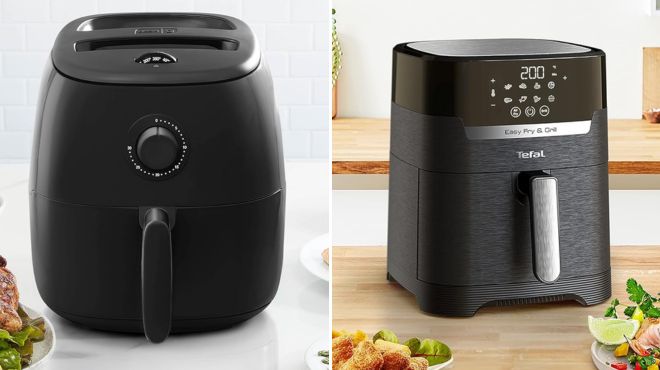 DASH Tasti Crisp Electric Air Fryer Oven Cooker and T fal Air Fryer Grill Combo Digital 4 Quart