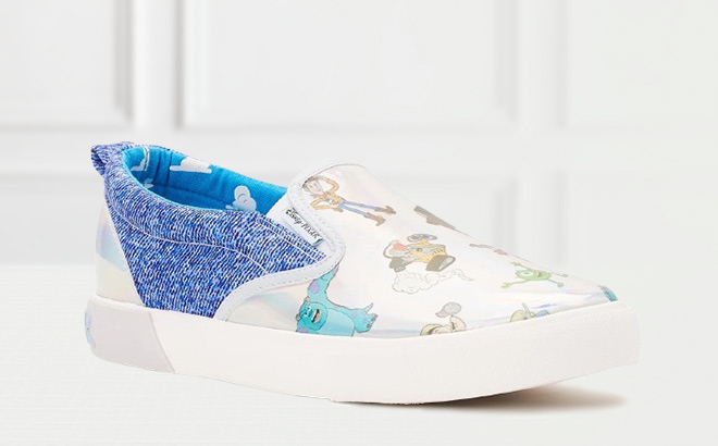 Disney Pixar Womens Slip On Sneaker on the Table