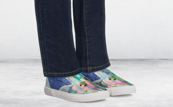 Disney Pixar Womens Slip On Sneakers in Chambray Color