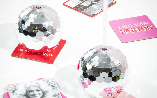 Dolly Parton Silver Disco Ball Plastic Tumbler