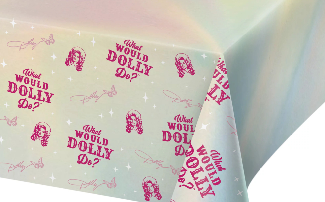 Dolly Parton What Would Dolly Do Iridescent Foil Tablecloth