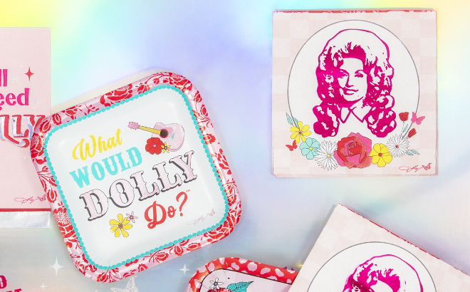 Dolly Parton What Would Dolly Do Paper Plates and Floral Dolly Napkins