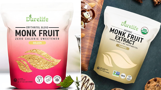 Durelife Golden Monk Fruit Sweetener and Durelife Organic 100 Pure Monk Fruit sweetener