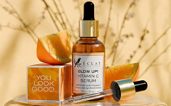 Eclat Vitamin C Face Serum on the Glass