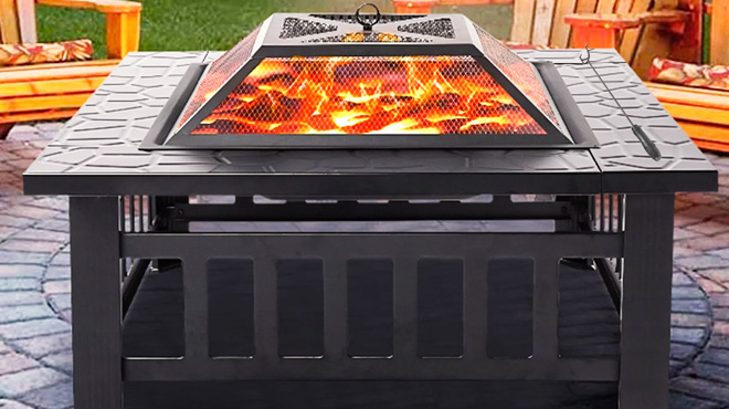 Fire Pit Table with Screen Lid