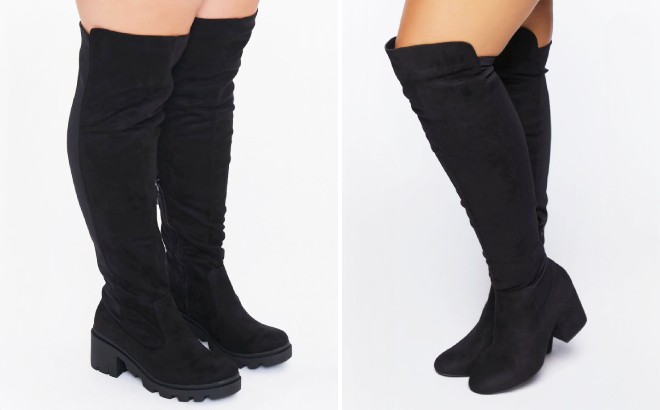 Forever 21 Over the Knee Lug Boots and Faux Suede Block Heel Boots